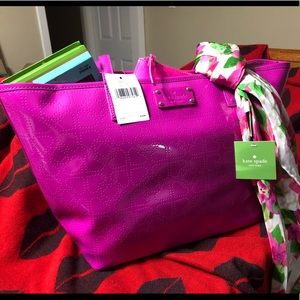Kate Spade pink/purple heart print purse